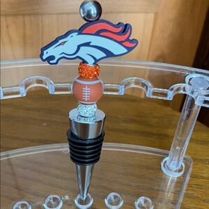 Hand Crafted Broncos NFL Beaded Wine Bottle Stopper